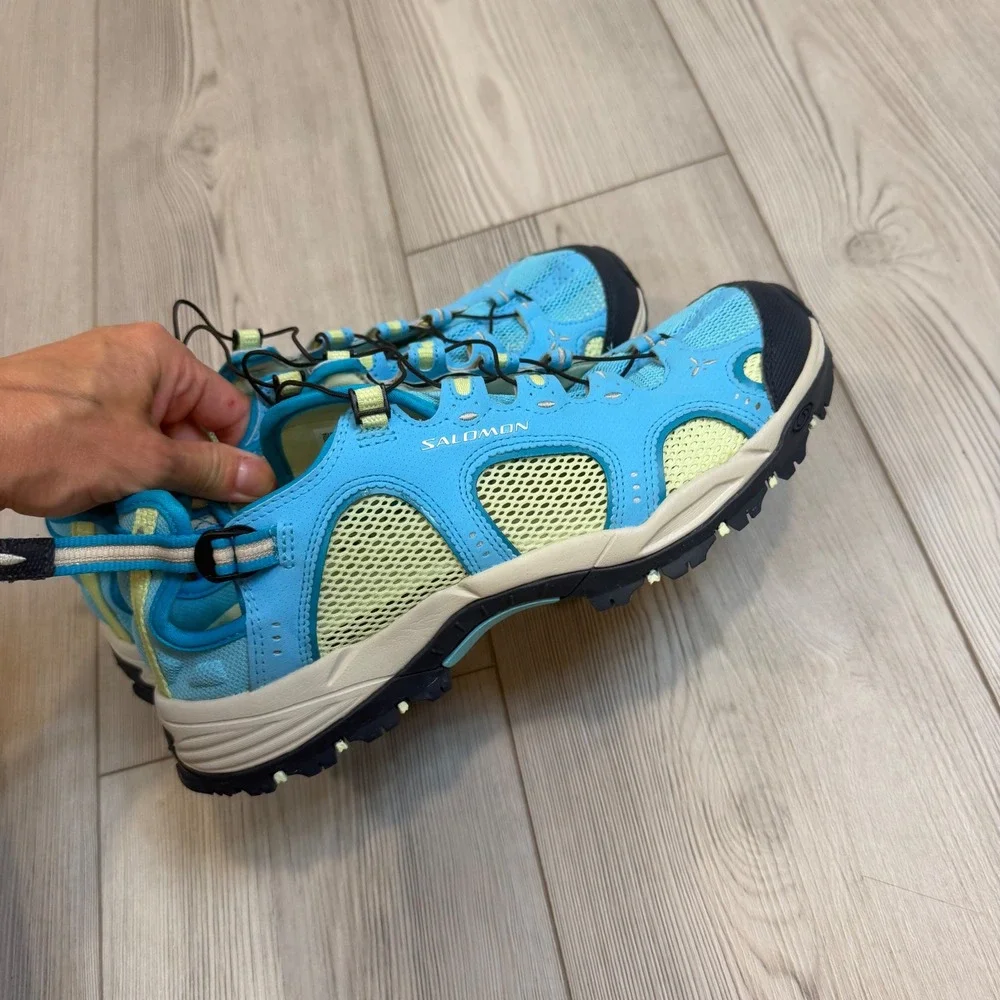 Salomon Techamphibian 3 W Blue Green Tea Water Hiking Shoes 356772 Womens 10 NEW